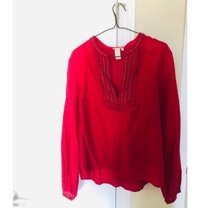 Red embroidered top